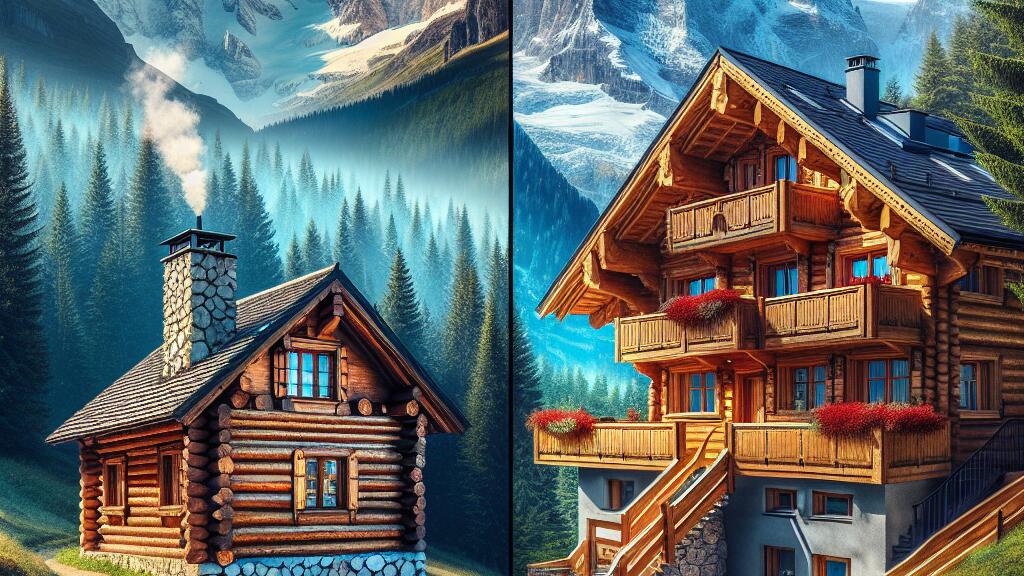 What is the difference between a log cabin and a chalet?